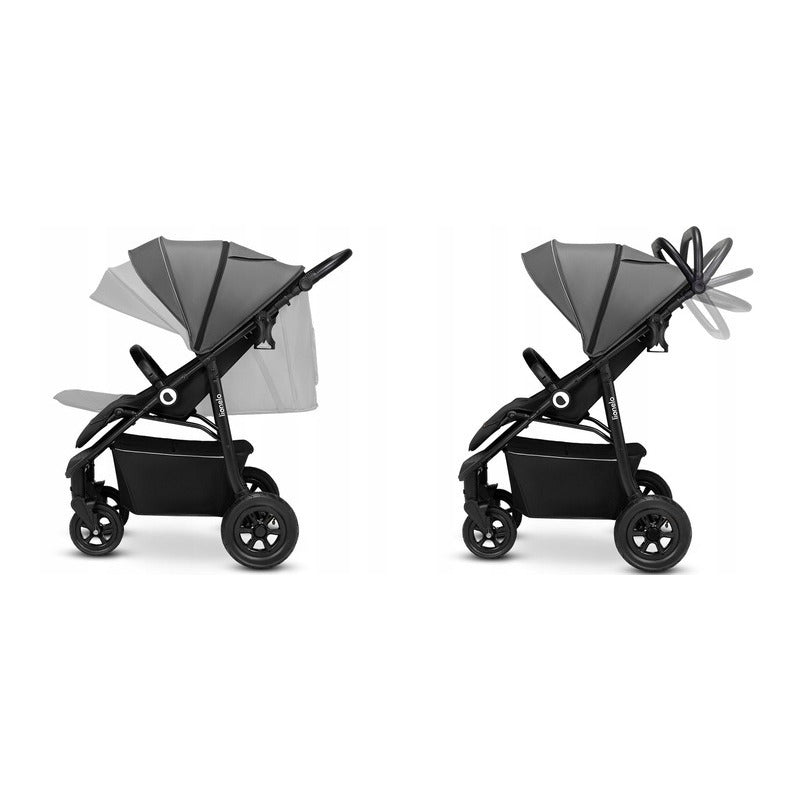 Carucior sport, Lionelo, Natt, De la nastere, Cu accesorii si capotina XXL reglabila, 0 - 22 kg, Conform cu standardele europene de securitate EN1888-1, EN1888-2, Negru Onyx