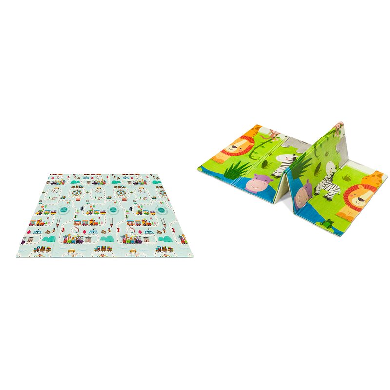 Covoras educativ, Lionelo, Robby, Pliabil, Impermeabil, Dimensiune mare, 200 x 180 cm, Cu Imprimeu pe ambele parti, Conform cu standardul european de securitate EN71, Multicolor