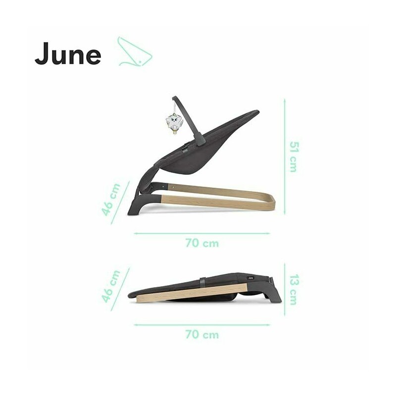 Fotoliu balansoar, Lionelo, June, Cu arcada cu jucarii, Ergonomic, Balansare manuala, Pliabil, 0 luni+, Gri