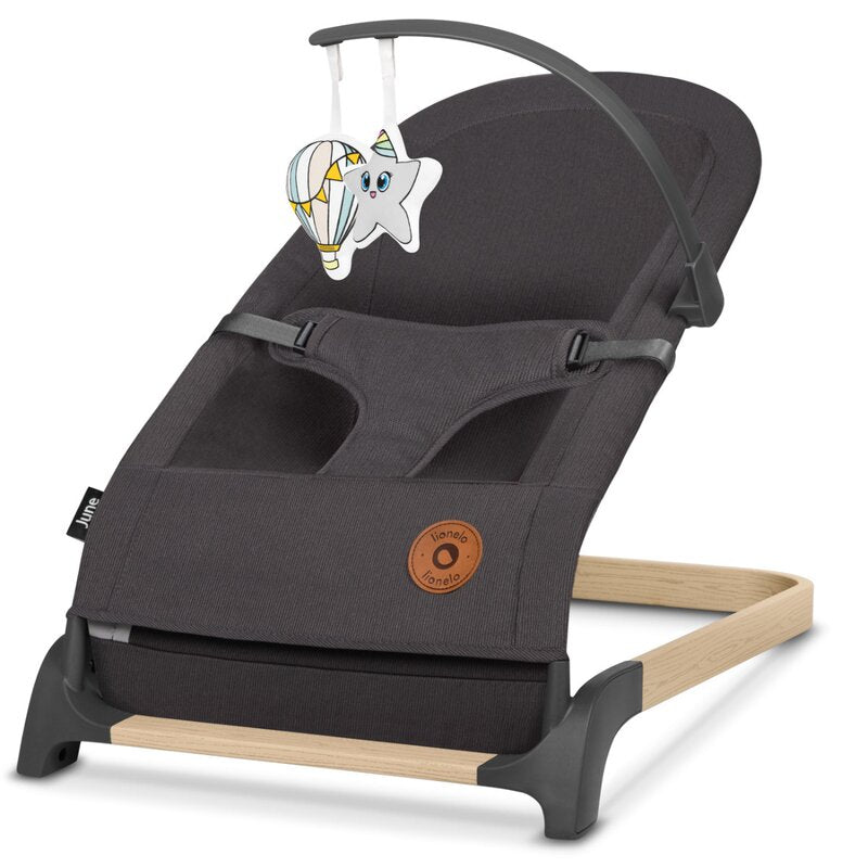 Fotoliu balansoar, Lionelo, June, Cu arcada cu jucarii, Ergonomic, Balansare manuala, Pliabil, 0 luni+, Gri