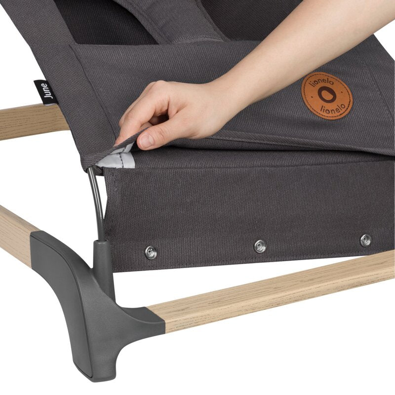 Fotoliu balansoar, Lionelo, June, Cu arcada cu jucarii, Ergonomic, Balansare manuala, Pliabil, 0 luni+, Gri