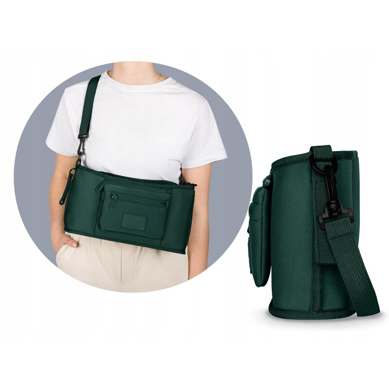 Organizator carucior Lionelo Little Cube Verde – organizatorul purtat și detaliu lateral