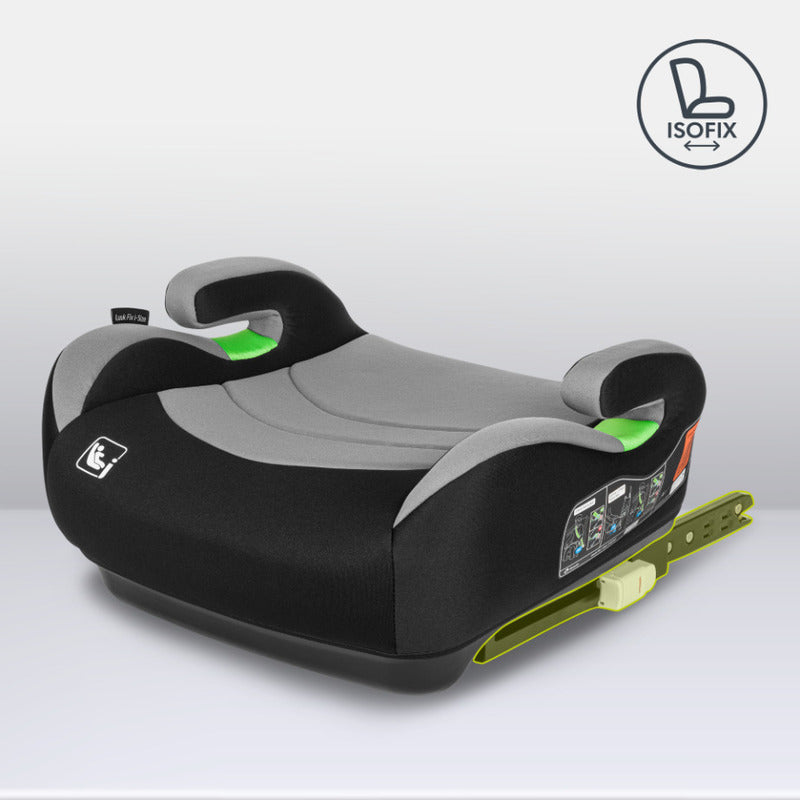 Inaltator auto, Lionelo, Luuk Fix I-size, 125- 150 cm, Instalare cu sistem Isofix si centura de prindere, Cu husa detasabila, Conform cu standardul european de securitate ECE R129, Gri