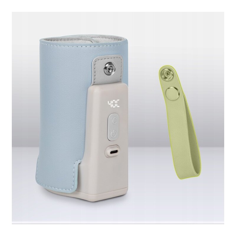 Incalzitor biberoane, Lionelo, ThermUp Go Plus, Portabil, Cu aspect elegant, Temperatura constanta pana la 24 h, Incarcare USB, Albastru deschis