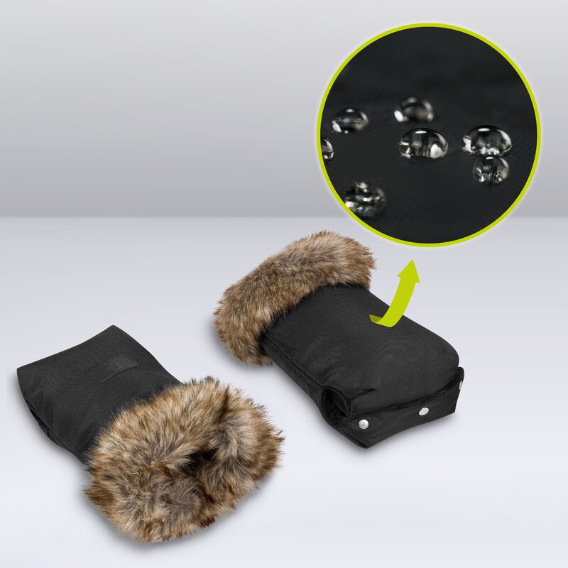Mănuși cărucior Lionelo Handmuff Negru – detaliu al materialului exterior