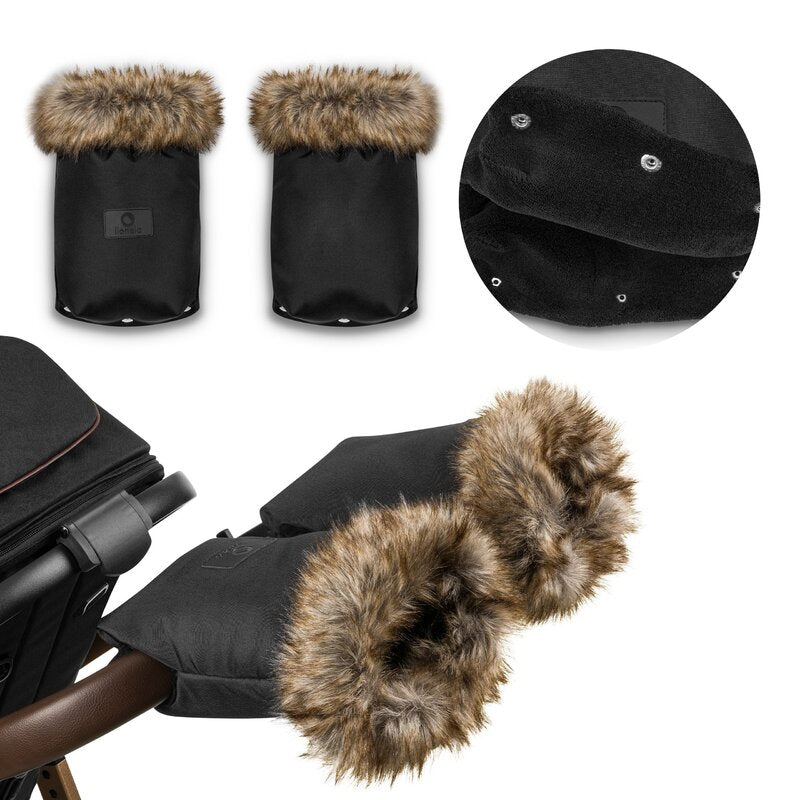 Mănuși cărucior Lionelo Handmuff Negru – detalii de prindere și utilizare
