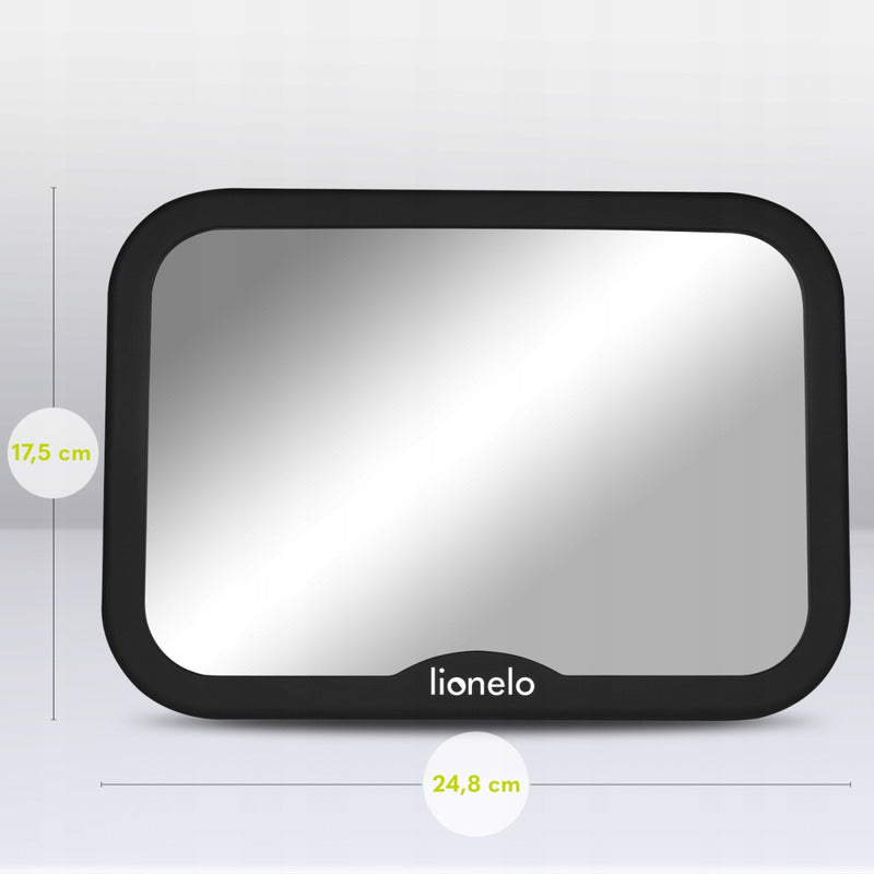 Oglinda auto retrovizoare, Lionelo, Sett, 25x18 cm, Rotire 360 grade, Universala, Black Carbon