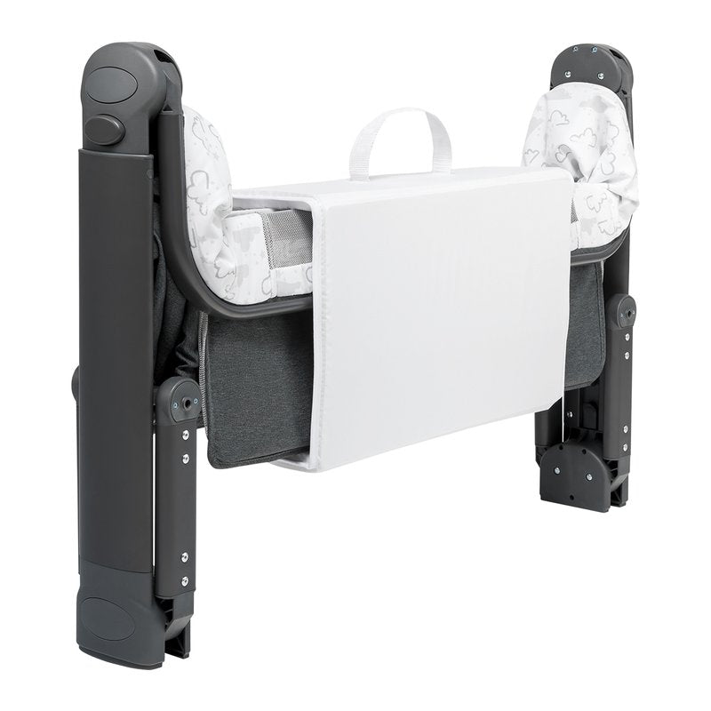 Patut co-sleeper, Lionelo, Timon, 3 in 1, Pliabil, Cu setare unghiulara, Reglabil in 6 pozitii pe inaltime, Din Aluminiu, 90x50 cm, Conform cu standardele europeane de securitate EN1130 si EN16890, Gri