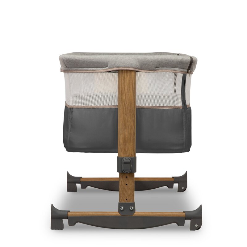 Patut co-sleeper, Lionelo, Leonie, Cu sistem de leganare, Cu setare unghiulara, Reglabil in 5 pozitii pe inaltime, Conform cu standardele europeane de securitate EN1130 si EN16890, Grey Stone