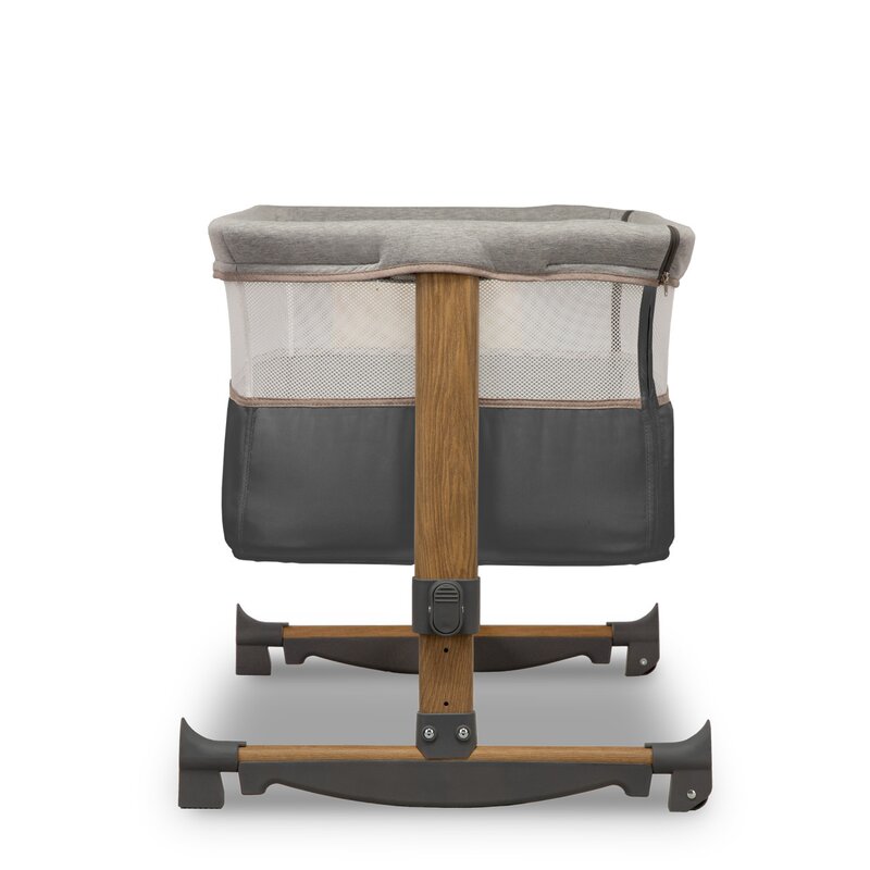 Patut co-sleeper, Lionelo, Leonie, Cu sistem de leganare, Cu setare unghiulara, Reglabil in 5 pozitii pe inaltime, Conform cu standardele europeane de securitate EN1130 si EN16890, Grey Stone