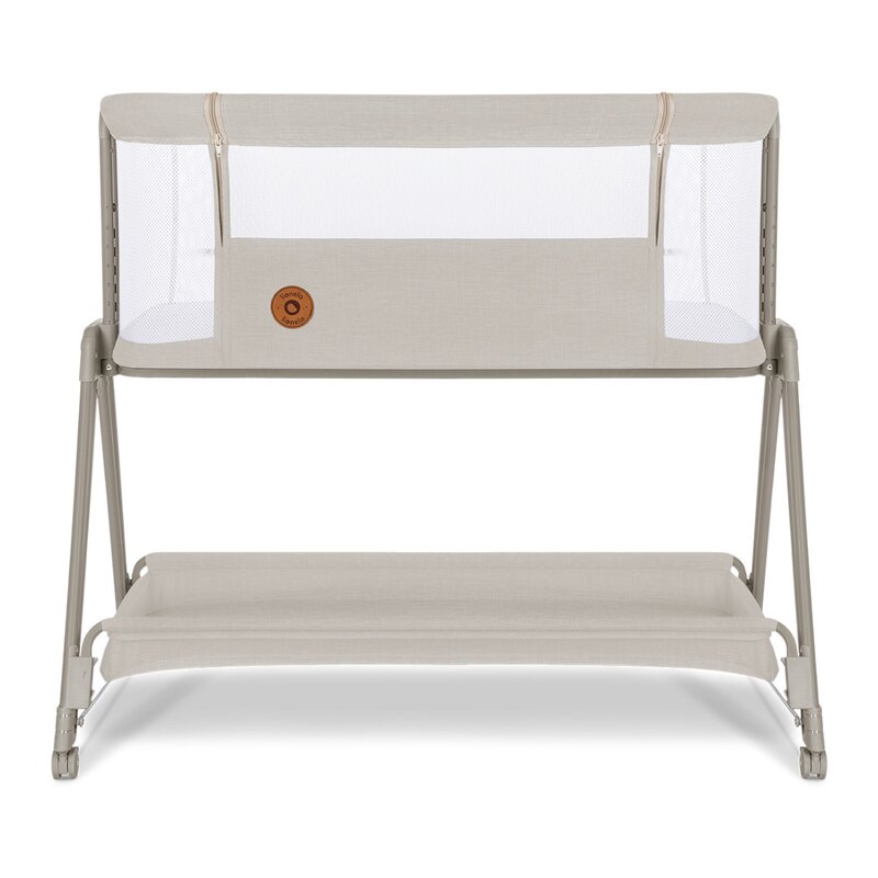 Patut co-sleeper, Lionelo, Luna, 2 in 1, Cu laterala culisanta, Cu setare unghiulara, Cu roti, Reglabil in 6 pozitii pe inaltime, Bej
