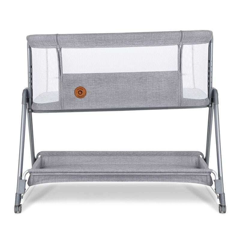 Patut co-sleeper, Lionelo, Luna, 2 in 1, Cu laterala culisanta, Cu setare unghiulara, Cu roti, Reglabil in 6 pozitii pe inaltime, Gri deschis