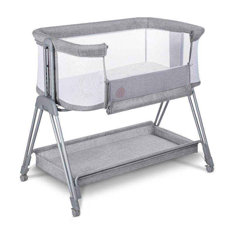Patut co-sleeper Lionelo Luna Gri Deschis langa patul parintilor