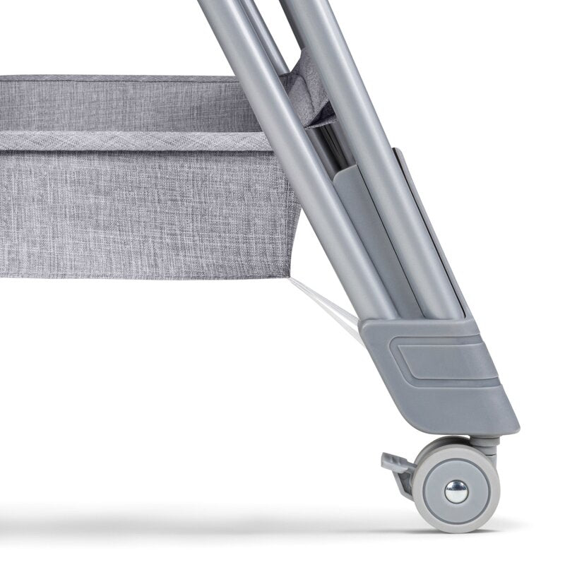 Patut co-sleeper, Lionelo, Luna, 2 in 1, Cu laterala culisanta, Cu setare unghiulara, Cu roti, Reglabil in 6 pozitii pe inaltime, Gri deschis