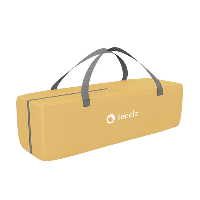 Patut pliant, Lionelo, Sven Plus, 120x60 cm, Cu doua nivele, Cu arcada jucarii, masuta de infasat  vibratii, melodii, conform cu standardele europeane de securitate EN716 si EN12221, Yellow Scandi