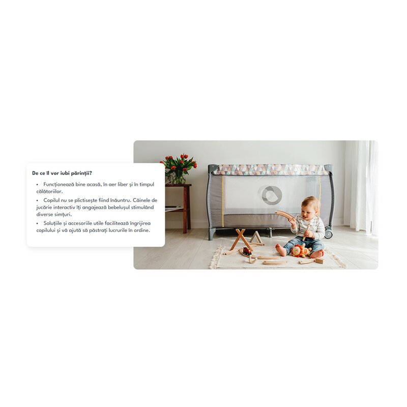 Patut pliant, Lionelo, Sven Plus, 120x60 cm, Cu doua nivele, Cu arcada jucarii, masuta de infasat  vibratii, melodii, conform cu standardele europeane de securitate EN716 si EN12221, Yellow Scandi