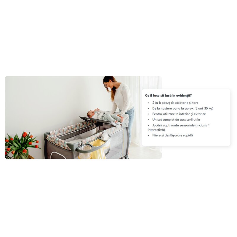Patut pliant, Lionelo, Sven Plus, 120x60 cm, Cu doua nivele, Cu arcada jucarii, masuta de infasat  vibratii, melodii, conform cu standardele europeane de securitate EN716 si EN12221, Yellow Scandi