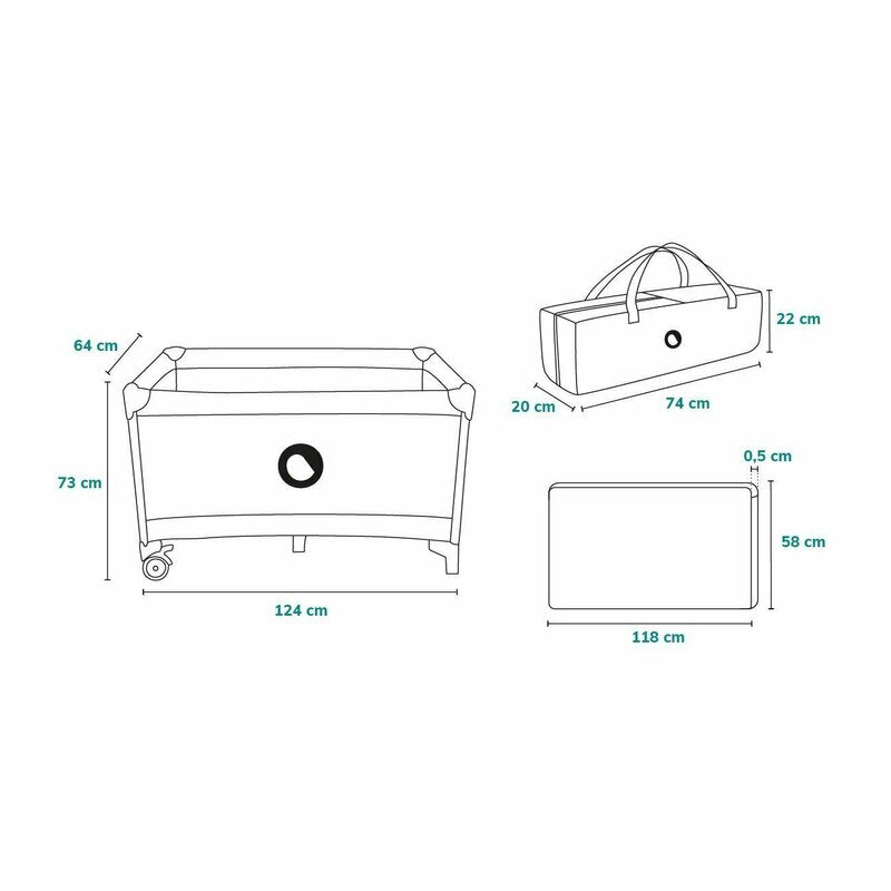 Patut pliant, Lionelo, Stefi, Cu un nivel, Cu intrare laterala cu fermoar, 2 roti, 120x60 cm, Conform cu standardul european de securitate EN 716, Roz Ombre