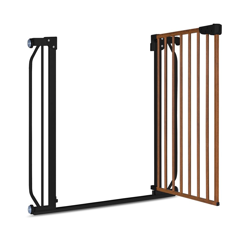 Poartă de siguranță Lionelo Truus Slim Black Carbon Natural – poartă deschisă