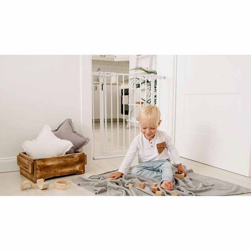 Poartă de siguranță Lionelo Truus Slim LED Alb – poartă în cameră