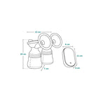 Pompa dubla de san, Lionelo, Electrica, Cu 9 nivele de aspiratie, 5 moduri de masaj, Afisaj LED, Imita suptul natural al copilului, Functionare pana la 90 min, Silentioasa, Fara BPA, Include 2 recipiente de 150 ml si 2 pungi, Cablu USB, Husa, Alb/Gri