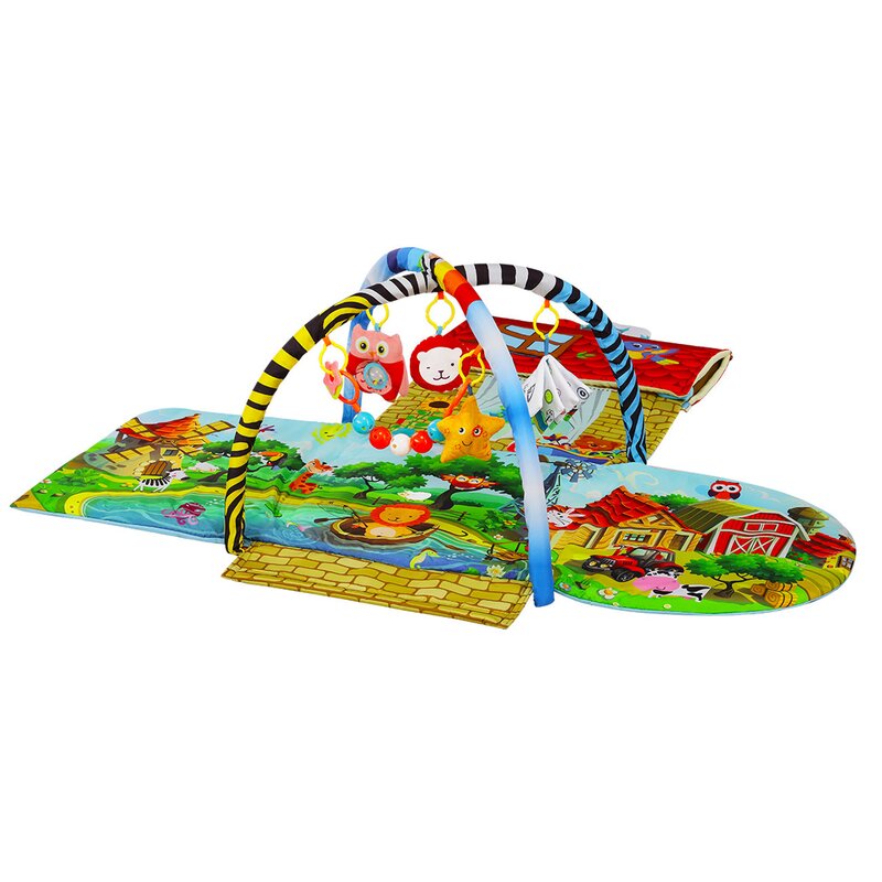 Salteluta interactiva Lionelo, Agnes, Cu jucarii, Conform cu standardul european de securitate EN71, 142x142x45 cm, Multicolor