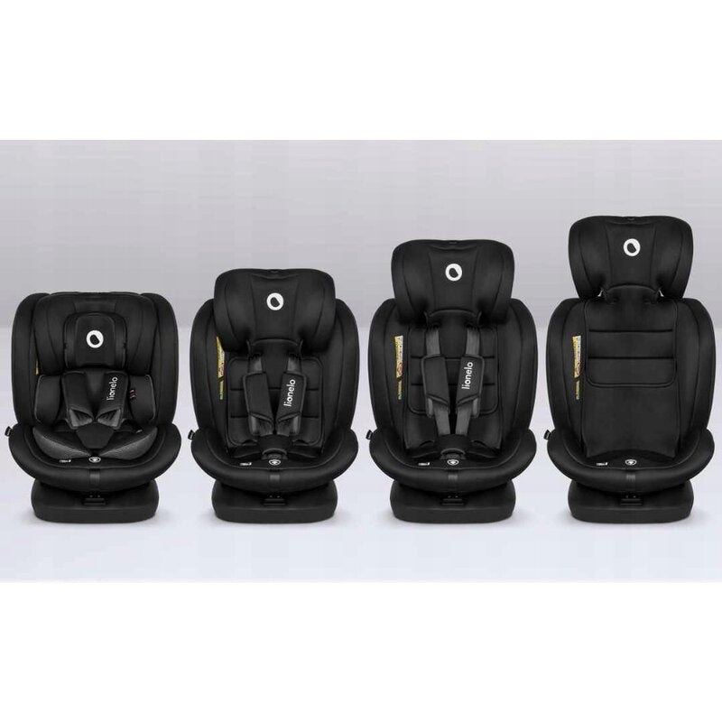 Scaun auto, Lionelo, Bastiaan i-Size, 4 in 1, Protectie laterala, Cu spatar inclinabil in 4 pozitii, Cu tetiera reglabila in 7 pozitii, Rotire 360 grade, Top Tether, 0-36 Kg, 40-150 cm, Cu Isofix, Conform cu ECE R129/03, Negru