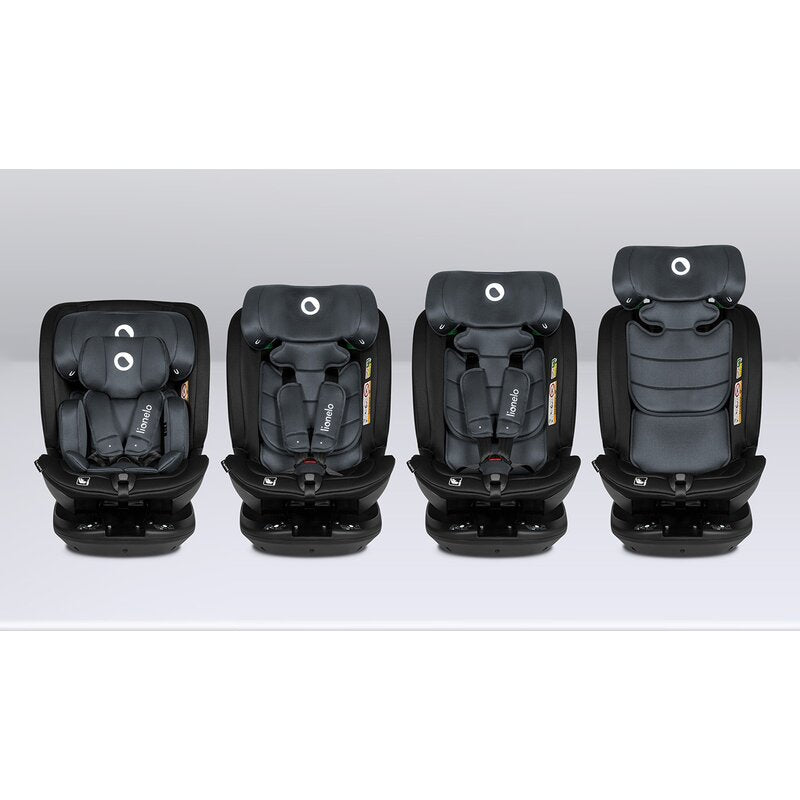 Scaun auto, Lionelo, Bastiaan RWF i-Size, Pozitie de somn, Protectie laterala, Rotire 360 grade, 0-36 Kg, Cu Isofix si Centura Top Tether, Conform cu standardul european de securitate ECE R129, Gri