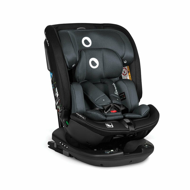 Scaun auto, Lionelo, Bastiaan RWF i-Size, Pozitie de somn, Protectie laterala, Rotire 360 grade, 0-36 Kg, Cu Isofix si Centura Top Tether, Conform cu standardul european de securitate ECE R129, Gri