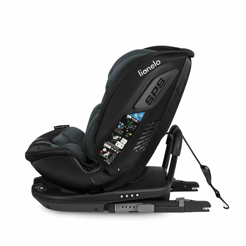 Scaun auto, Lionelo, Bastiaan RWF i-Size, Pozitie de somn, Protectie laterala, Rotire 360 grade, 0-36 Kg, Cu Isofix si Centura Top Tether, Conform cu standardul european de securitate ECE R129, Gri