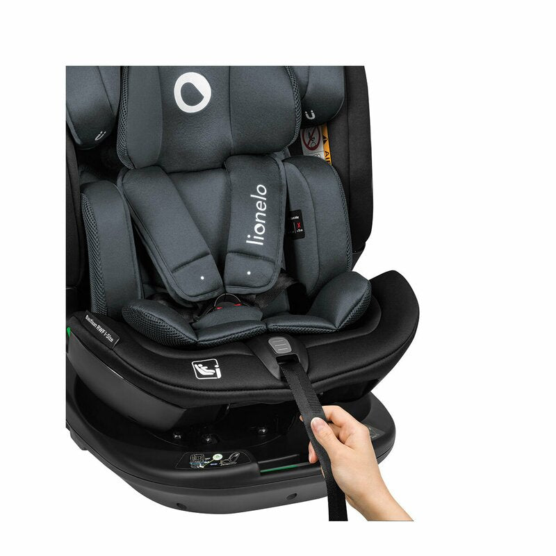 Scaun auto, Lionelo, Bastiaan RWF i-Size, Pozitie de somn, Protectie laterala, Rotire 360 grade, 0-36 Kg, Cu Isofix si Centura Top Tether, Conform cu standardul european de securitate ECE R129, Gri