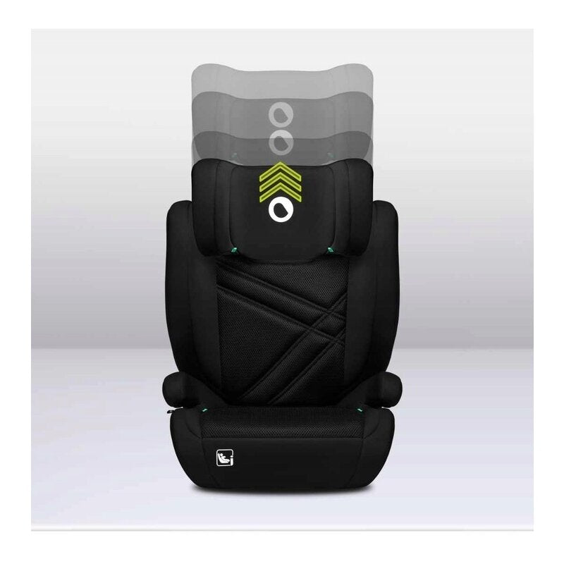 Scaun auto, Lionelo, Hugo i-Size, Universal, Orientare in directia sensului de mers, Reglabil, Conform standardului de securitate R129, 100-150 cm, 4-12 ani, Negru