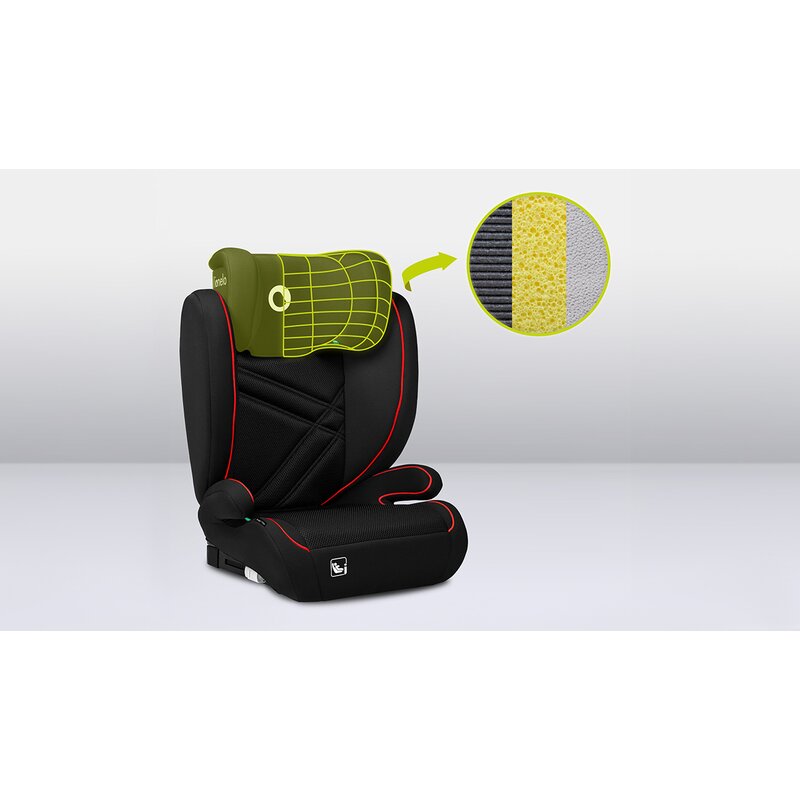 Scaun auto Lionelo Hugo i-Size, Negru-Rosu