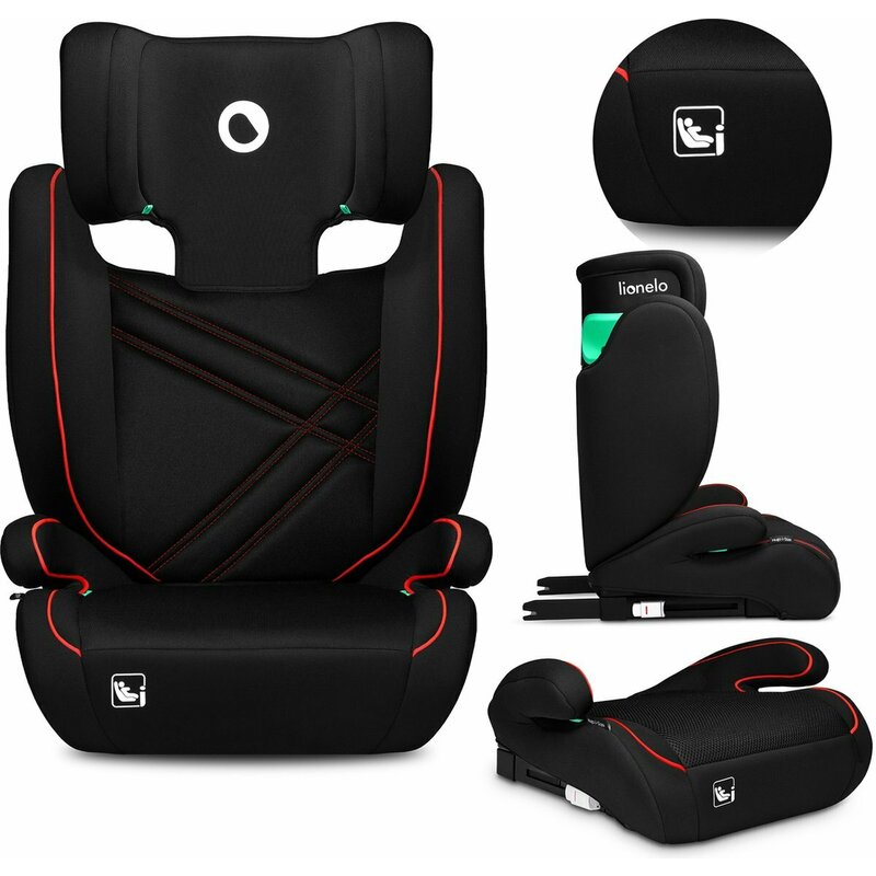 Scaun auto Lionelo Hugo i-Size, Negru-Rosu - detaliu
