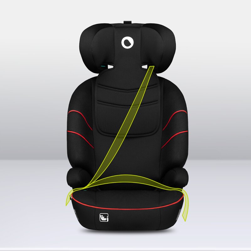 Scaun auto, Lionelo, Lars i-Size, Cu tetiera reglabila in 10 pozitii, Cu pozitionare spre sensul de mers, 15-36 Kg, 100-150 cm, Conform cu standardul european de securitate ECE R129/03, Negru/Rosu