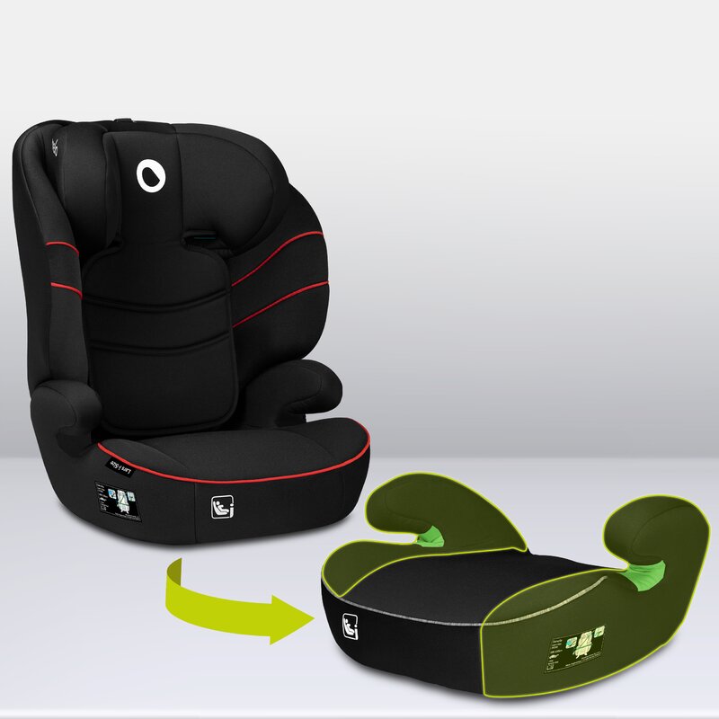 Scaun auto, Lionelo, Lars i-Size, Cu tetiera reglabila in 10 pozitii, Cu pozitionare spre sensul de mers, 15-36 Kg, 100-150 cm, Conform cu standardul european de securitate ECE R129/03, Negru/Rosu