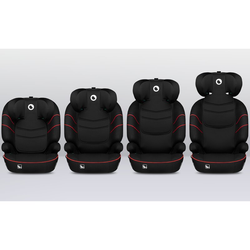 Scaun auto, Lionelo, Lars i-Size, Cu tetiera reglabila in 10 pozitii, Cu pozitionare spre sensul de mers, 15-36 Kg, 100-150 cm, Conform cu standardul european de securitate ECE R129/03, Negru/Rosu