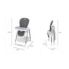 Scaun de masă Lionelo Linn Plus Gri – dimensiuni și pliere ilustrate