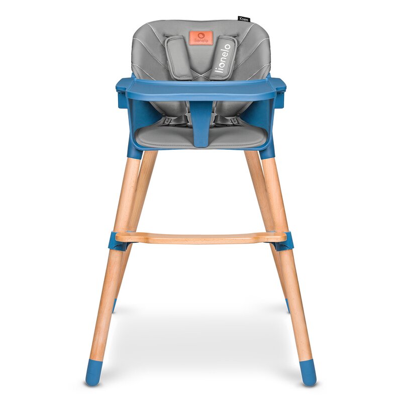 Scaun de masa, Lionelo, Koen, Din fag, 2 in 1, Transformabil, Sustine 30 kg, 6 luni+, Conform cu standardul european de securitate EN14988, Albastru
