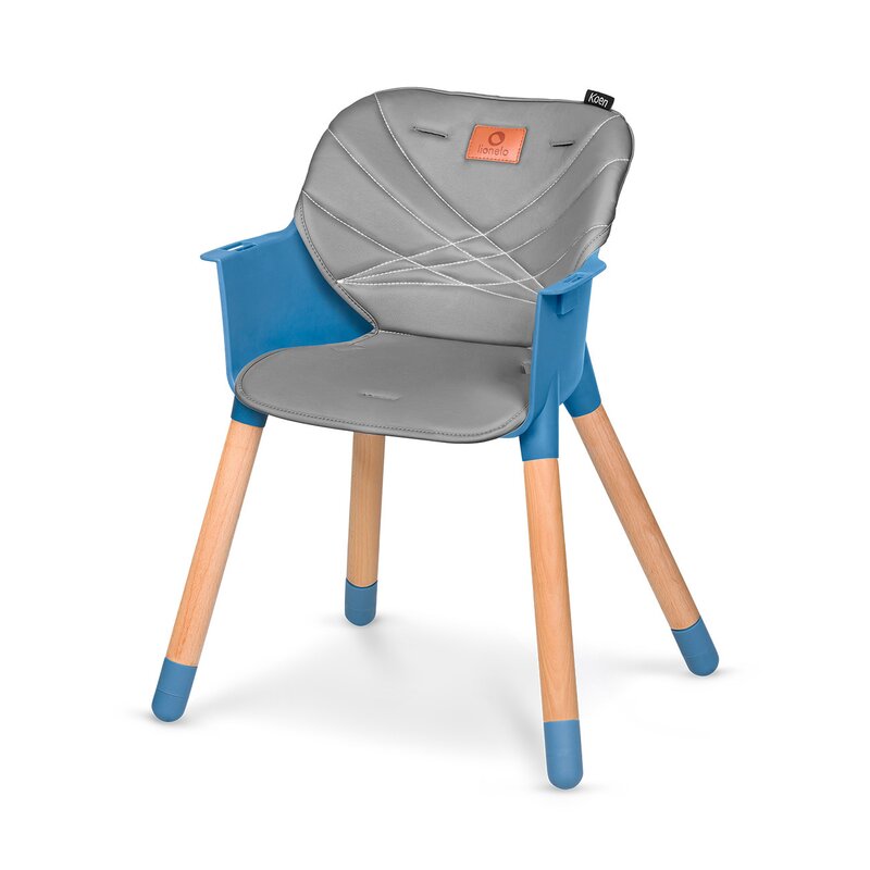 Scaun de masa, Lionelo, Koen, Din fag, 2 in 1, Transformabil, Sustine 30 kg, 6 luni+, Conform cu standardul european de securitate EN14988, Albastru