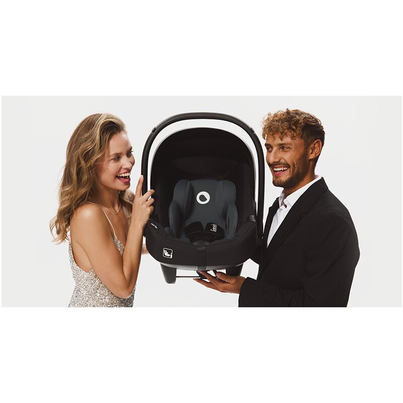 Scoica auto, Lionelo, i-Size Astrid, 0-13 Kg, 40-87 cm, Cu salteluta, Testat ADAC, Conform cu standardul european de securitate R129, Negru/Gri