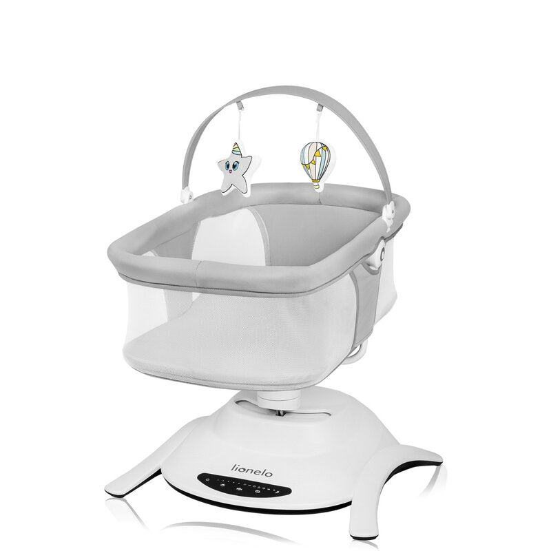 Set 2 in 1, Balansoar si landou, Lionelo, Bella, Rotative 360, Ecran tactil si telecomanda, Electric, Scaun reglabil, 6 miscari unice, 5 viteze, Cu melodii, Gri