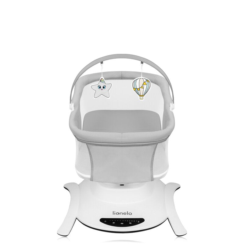 Set 2 in 1, Balansoar si landou, Lionelo, Bella, Rotative 360, Ecran tactil si telecomanda, Electric, Scaun reglabil, 6 miscari unice, 5 viteze, Cu melodii, Gri