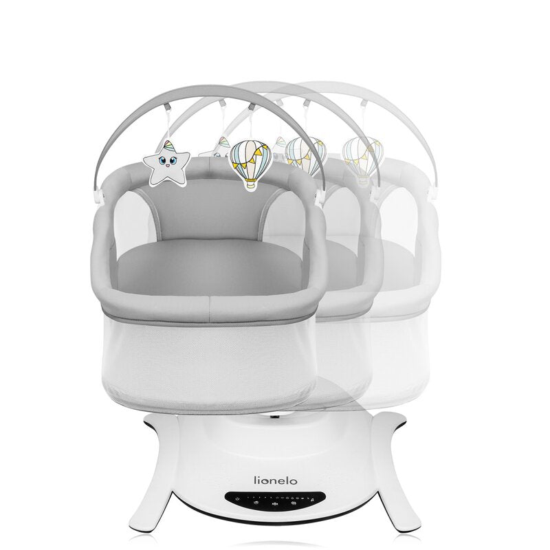 Set 2 in 1, Balansoar si landou, Lionelo, Bella, Rotative 360, Ecran tactil si telecomanda, Electric, Scaun reglabil, 6 miscari unice, 5 viteze, Cu melodii, Gri