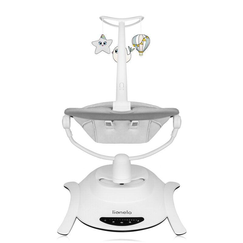 Set 2 in 1, Balansoar si landou, Lionelo, Bella, Rotative 360, Ecran tactil si telecomanda, Electric, Scaun reglabil, 6 miscari unice, 5 viteze, Cu melodii, Gri