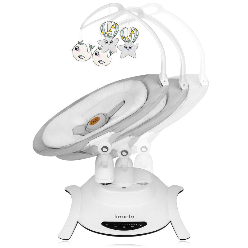 Set 2 in 1, Balansoar si landou, Lionelo, Bella, Rotative 360, Ecran tactil si telecomanda, Electric, Scaun reglabil, 6 miscari unice, 5 viteze, Cu melodii, Gri