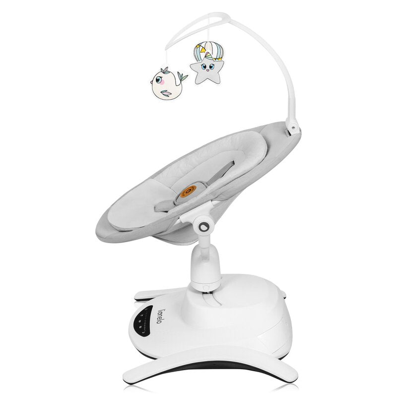 Set 2 in 1, Balansoar si landou, Lionelo, Bella, Rotative 360, Ecran tactil si telecomanda, Electric, Scaun reglabil, 6 miscari unice, 5 viteze, Cu melodii, Gri