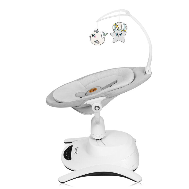Set 2 in 1, Balansoar si landou, Lionelo, Bella, Rotative 360, Ecran tactil si telecomanda, Electric, Scaun reglabil, 6 miscari unice, 5 viteze, Cu melodii, Gri