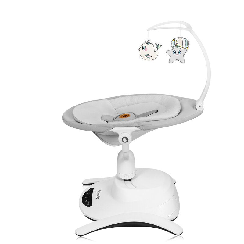 Set 2 in 1, Balansoar si landou, Lionelo, Bella, Rotative 360, Ecran tactil si telecomanda, Electric, Scaun reglabil, 6 miscari unice, 5 viteze, Cu melodii, Gri