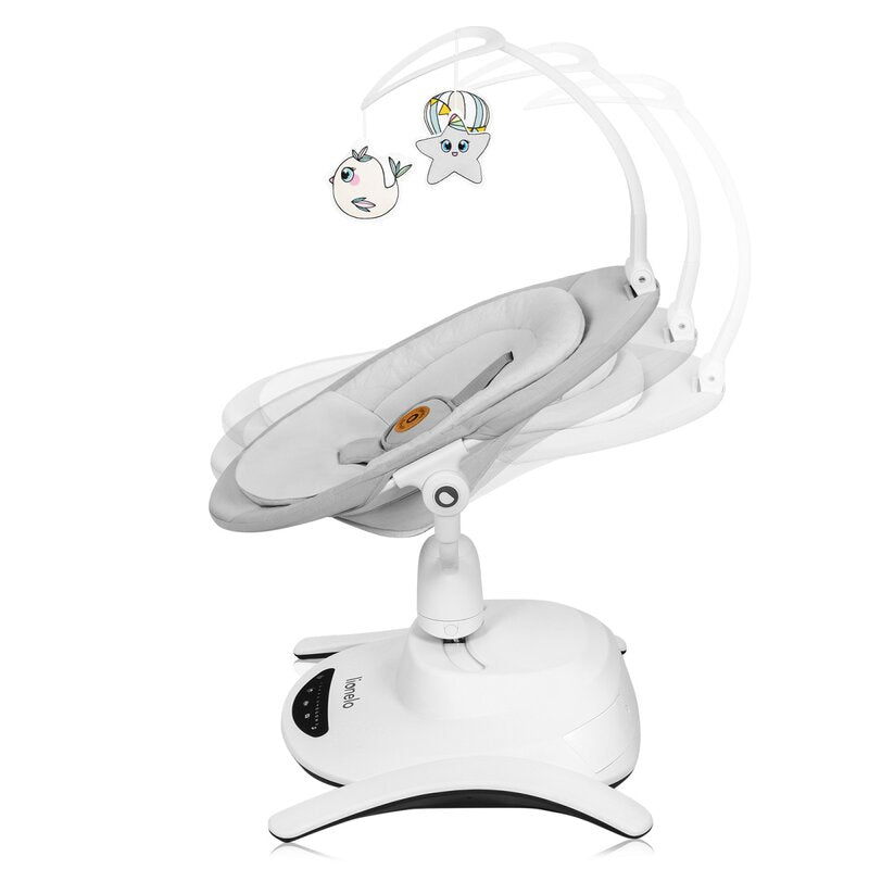 Set 2 in 1, Balansoar si landou, Lionelo, Bella, Rotative 360, Ecran tactil si telecomanda, Electric, Scaun reglabil, 6 miscari unice, 5 viteze, Cu melodii, Gri